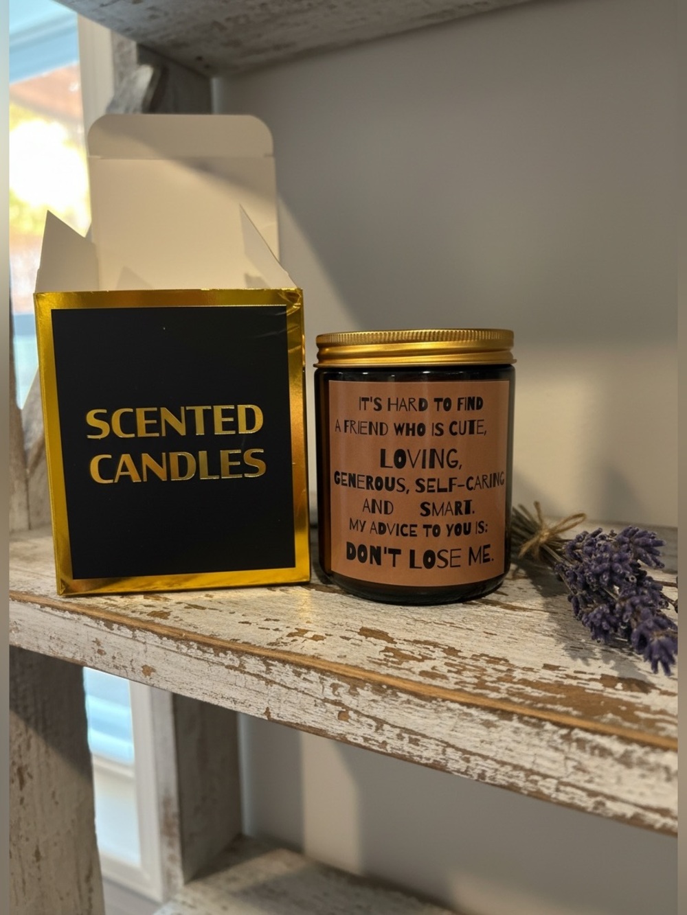 Friendship Lavender Scented Candle Jar in Brown with Gold Lid - Unbranded
NWT